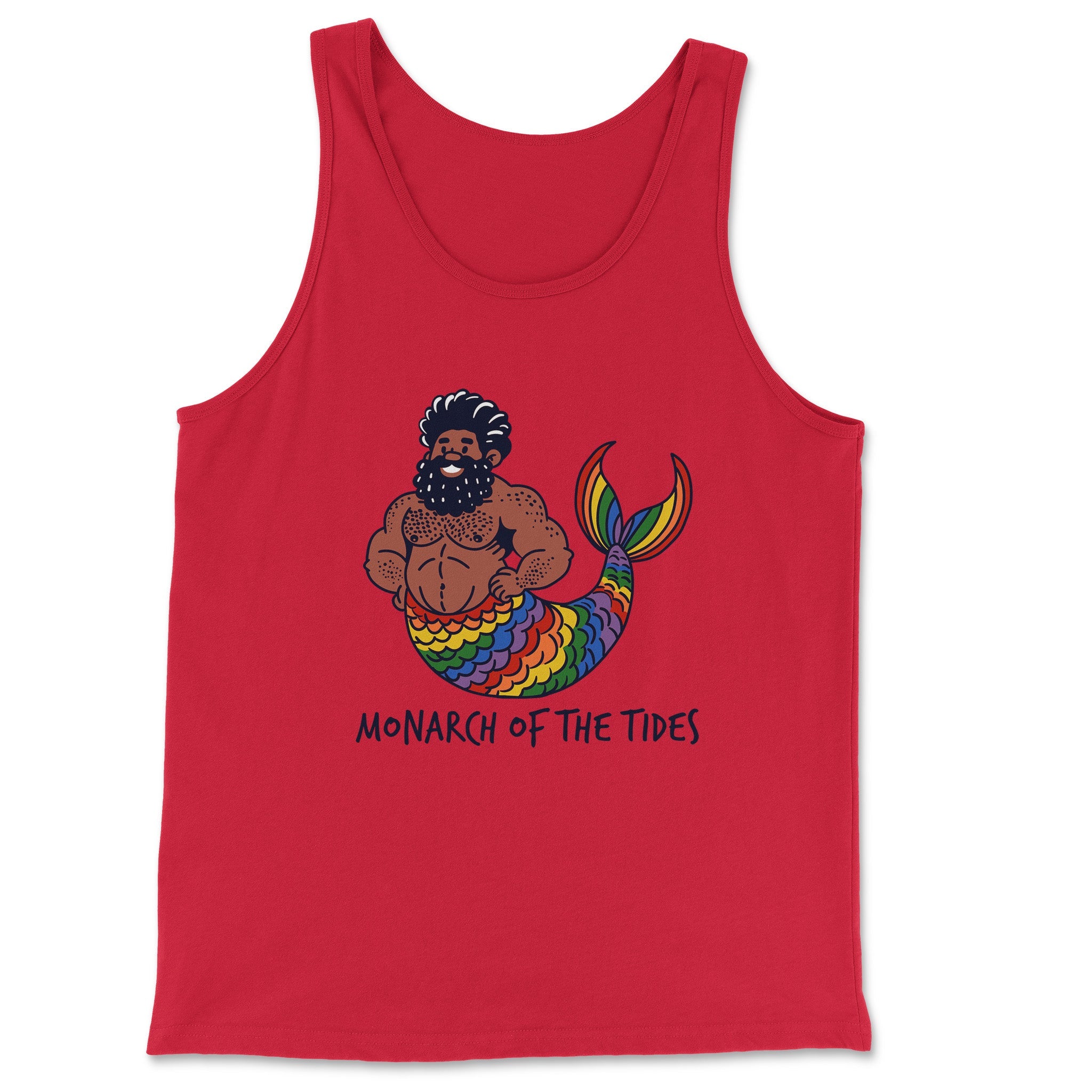 Monarch of the Tides Bearded Merman Tank - Hunky Tops #color_Red