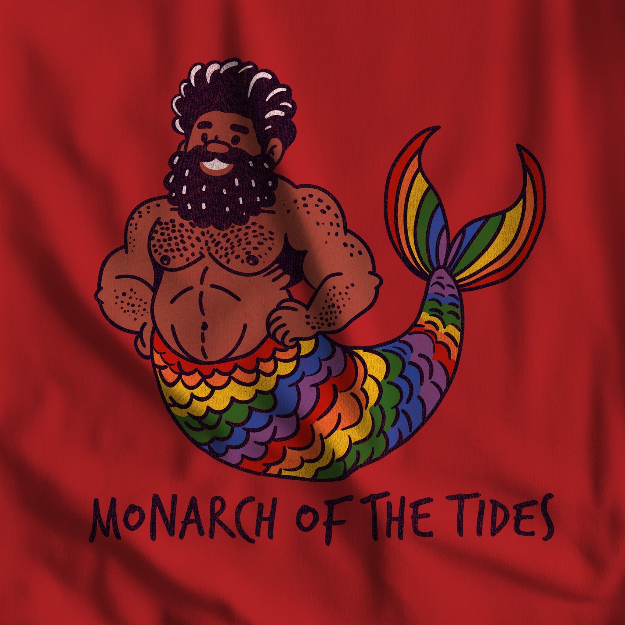 Monarch of the Tides Bearded Merman Tank - Hunky Tops #color_Red