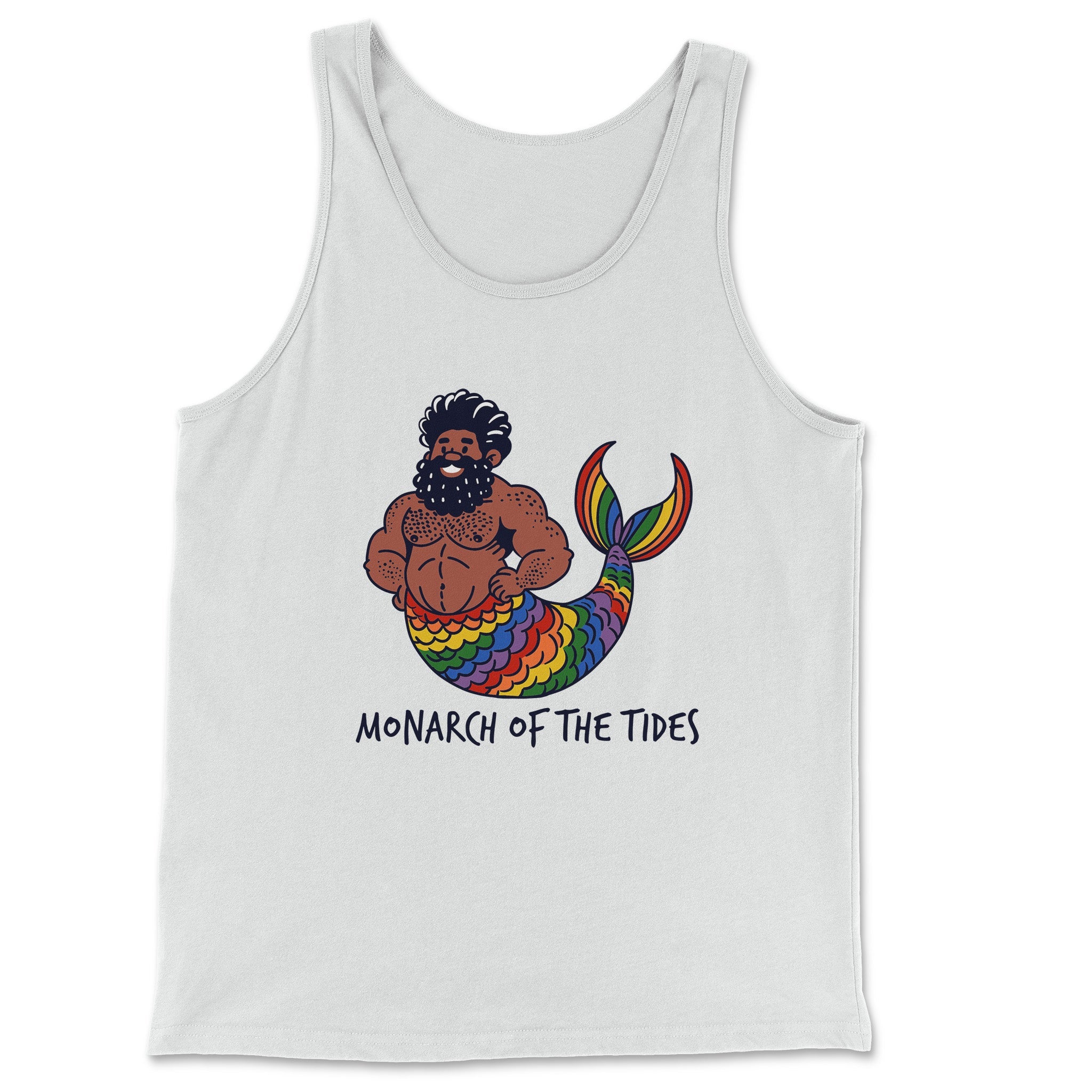 Monarch of the Tides Bearded Merman Tank - Hunky Tops #color_White