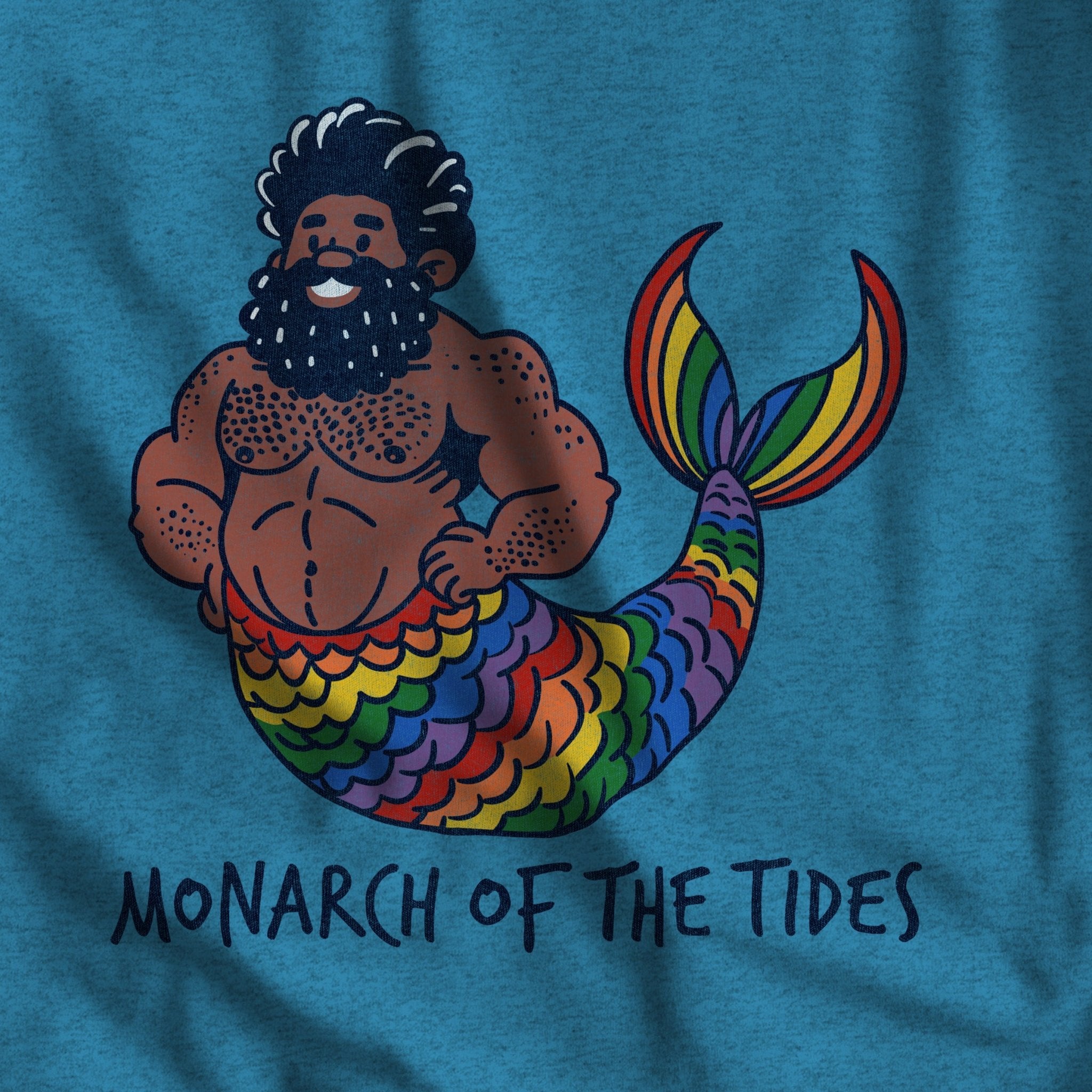 Monarch of the Tides Bearded Merman Triblend Tank - Hunky Tops #color_Aqua TriBlend