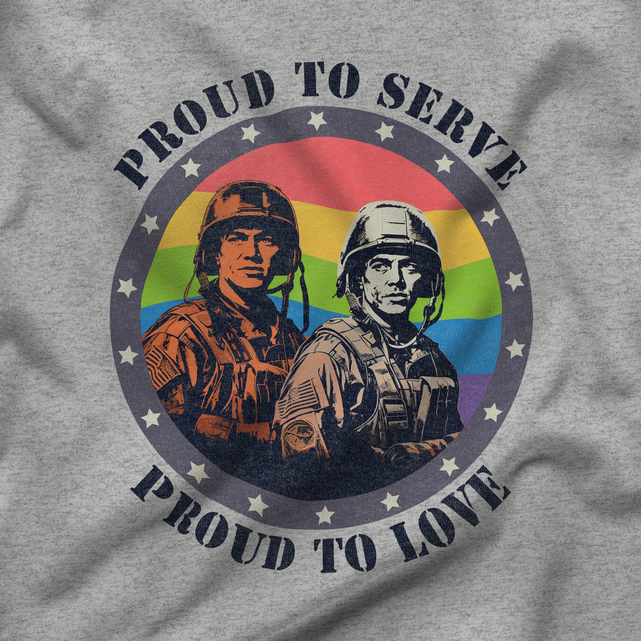 "Proud to Serve, Proud to Love" Commemorative Soldiers T-Shirt - Hunky Tops #color_Athletic Heather