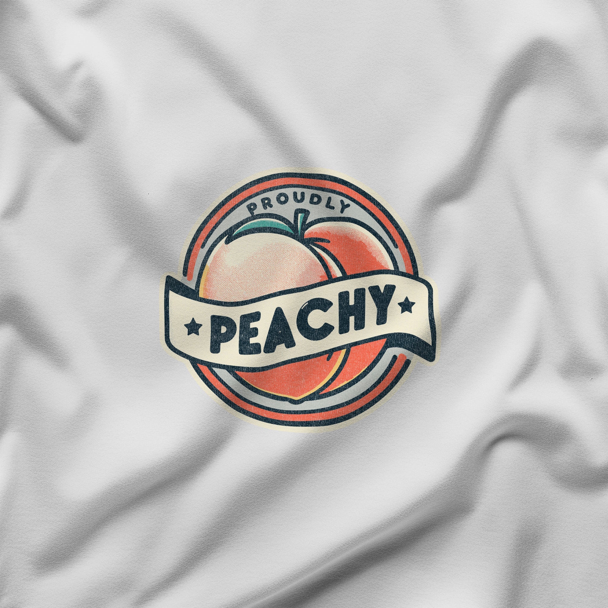 "Proudly Peachy" Pocket Tee – A Casual Cool Statement - Hunky Tops #color_White