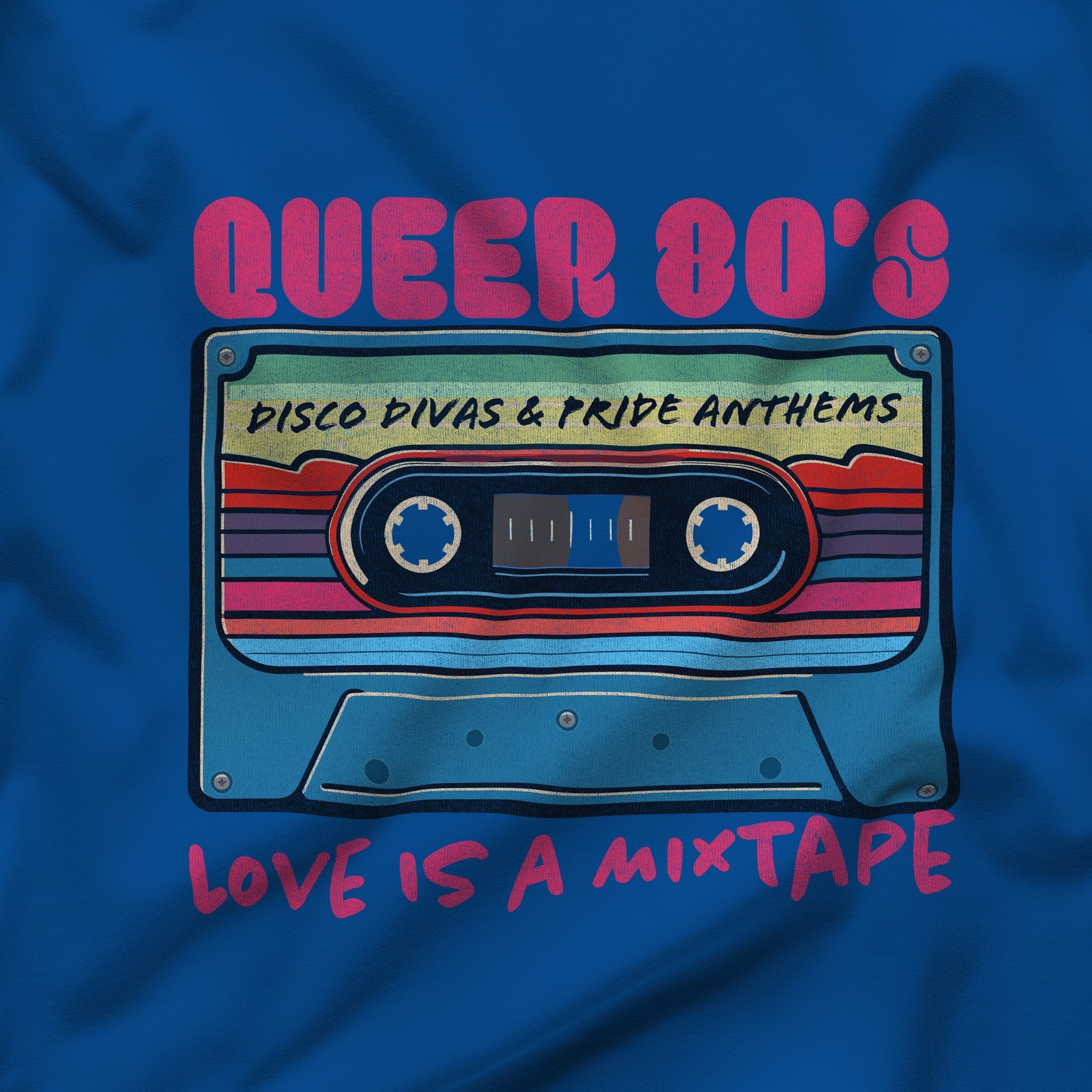 "Queer 80's: Love is a Mixtape" Hoodie - Hunky Tops#color_royal