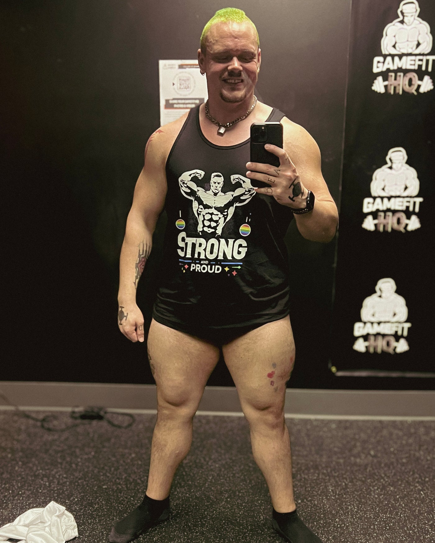 roringstrength wearing Hunky Tops