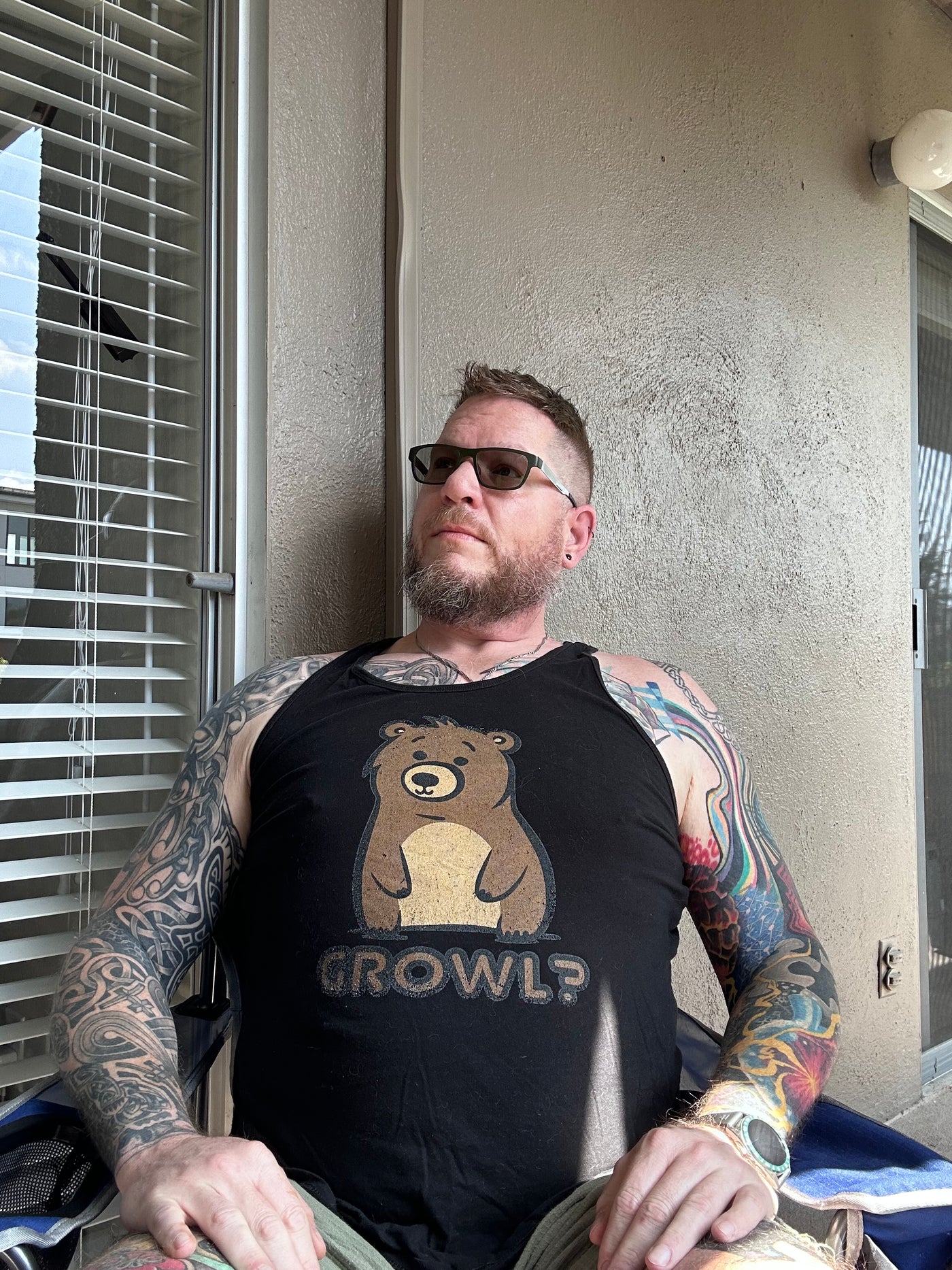 gymbearfitness wearing the Growl Bear Tank Top