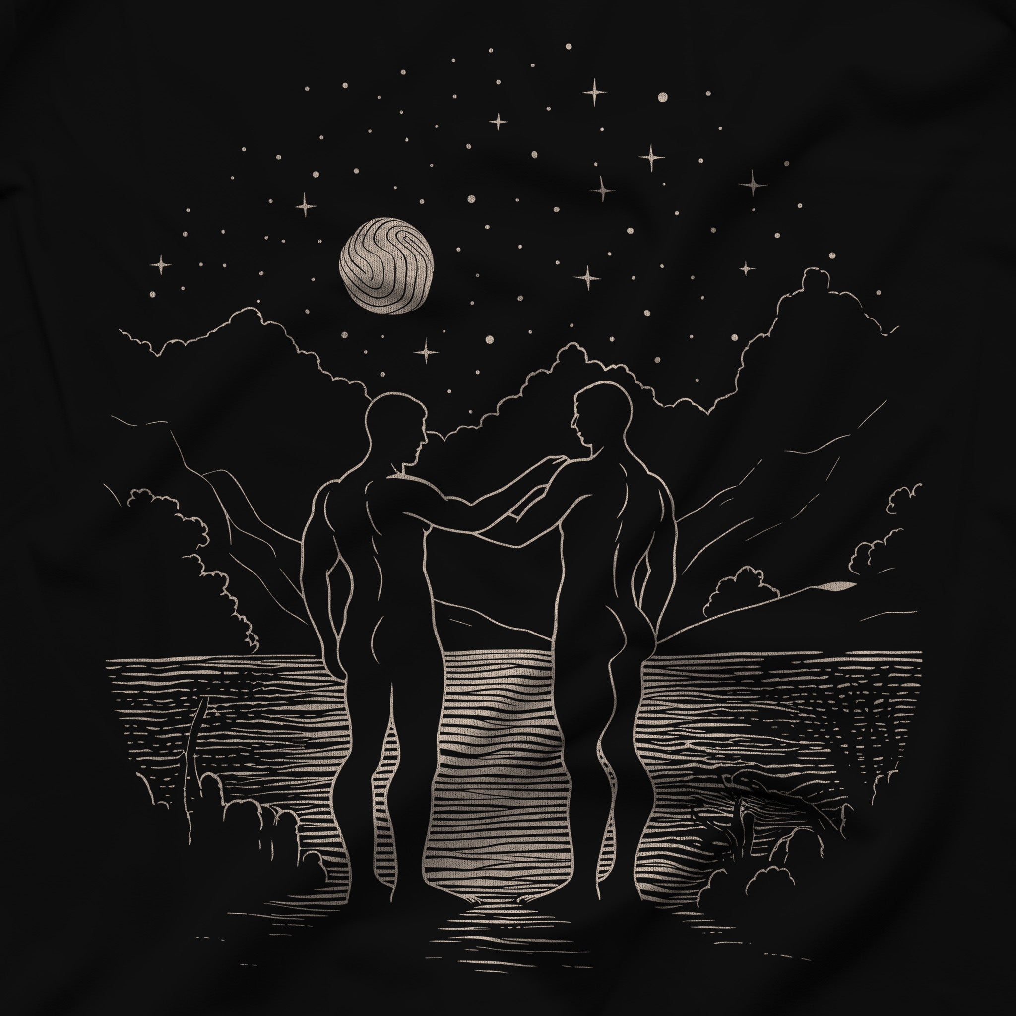 Skinny Dip T-Shirt - A Nighttime Adventure Captured - Hunky Tops #color_Black