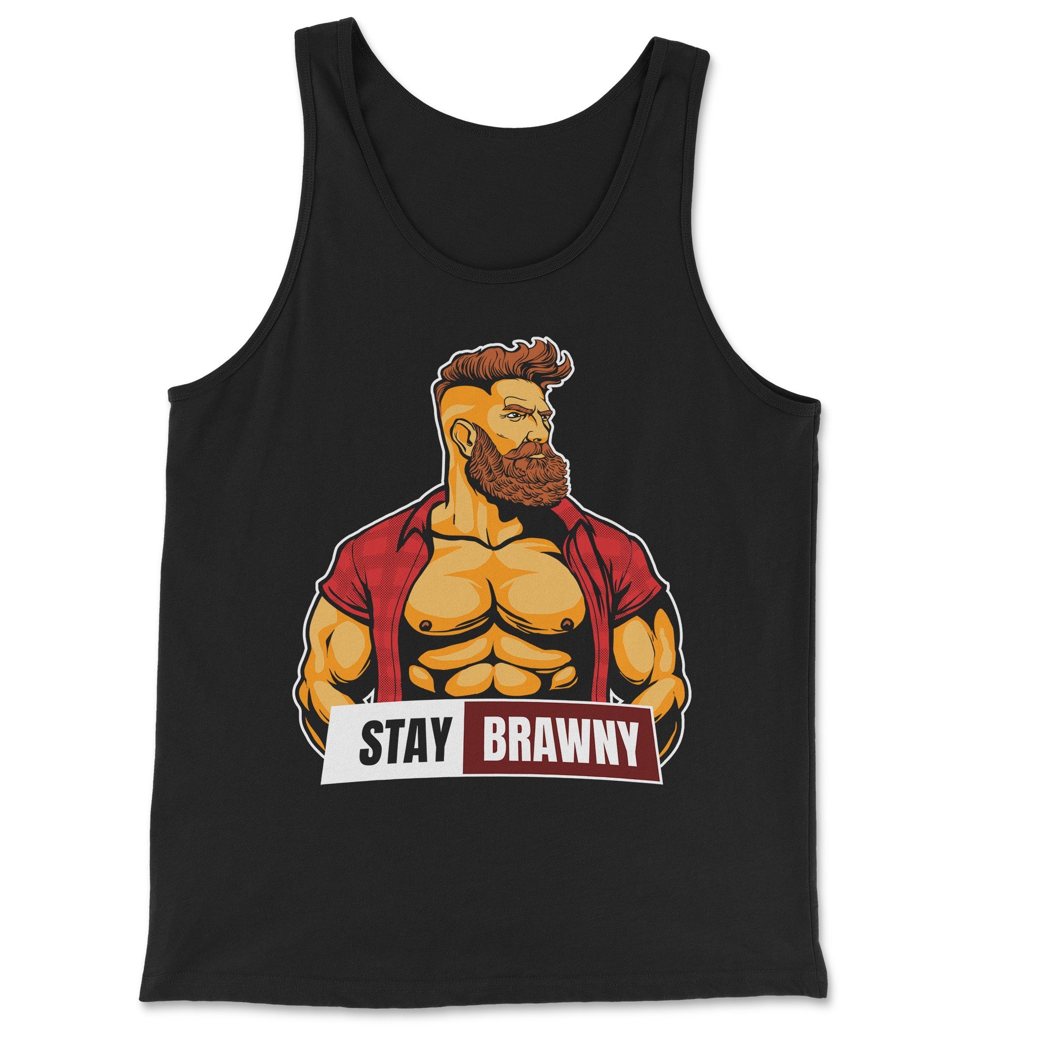 Stay Brawny Tank Top - Hunky Tops #color_Black