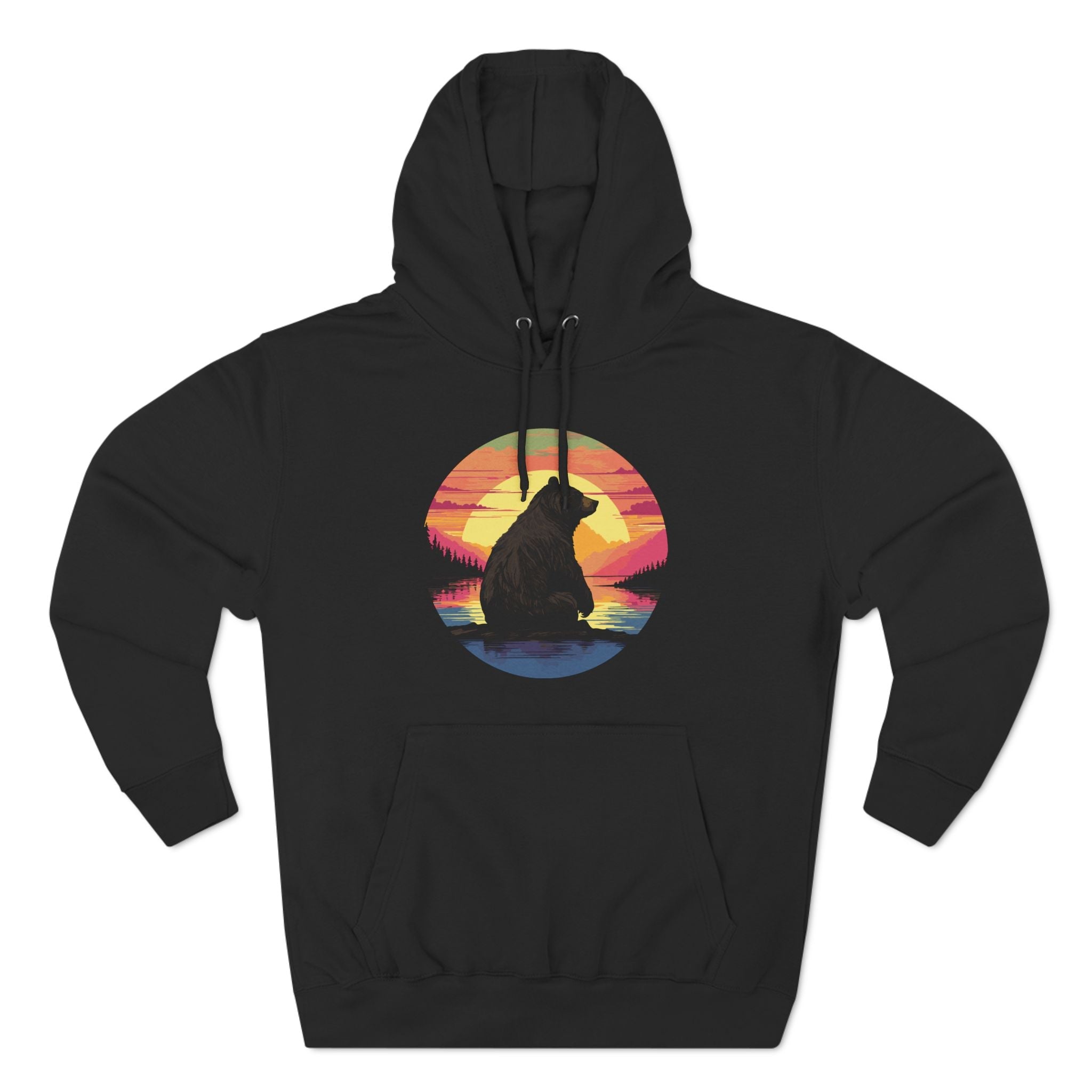 Sunset Bear Premium Hoodie - Hunky Tops #color_Black