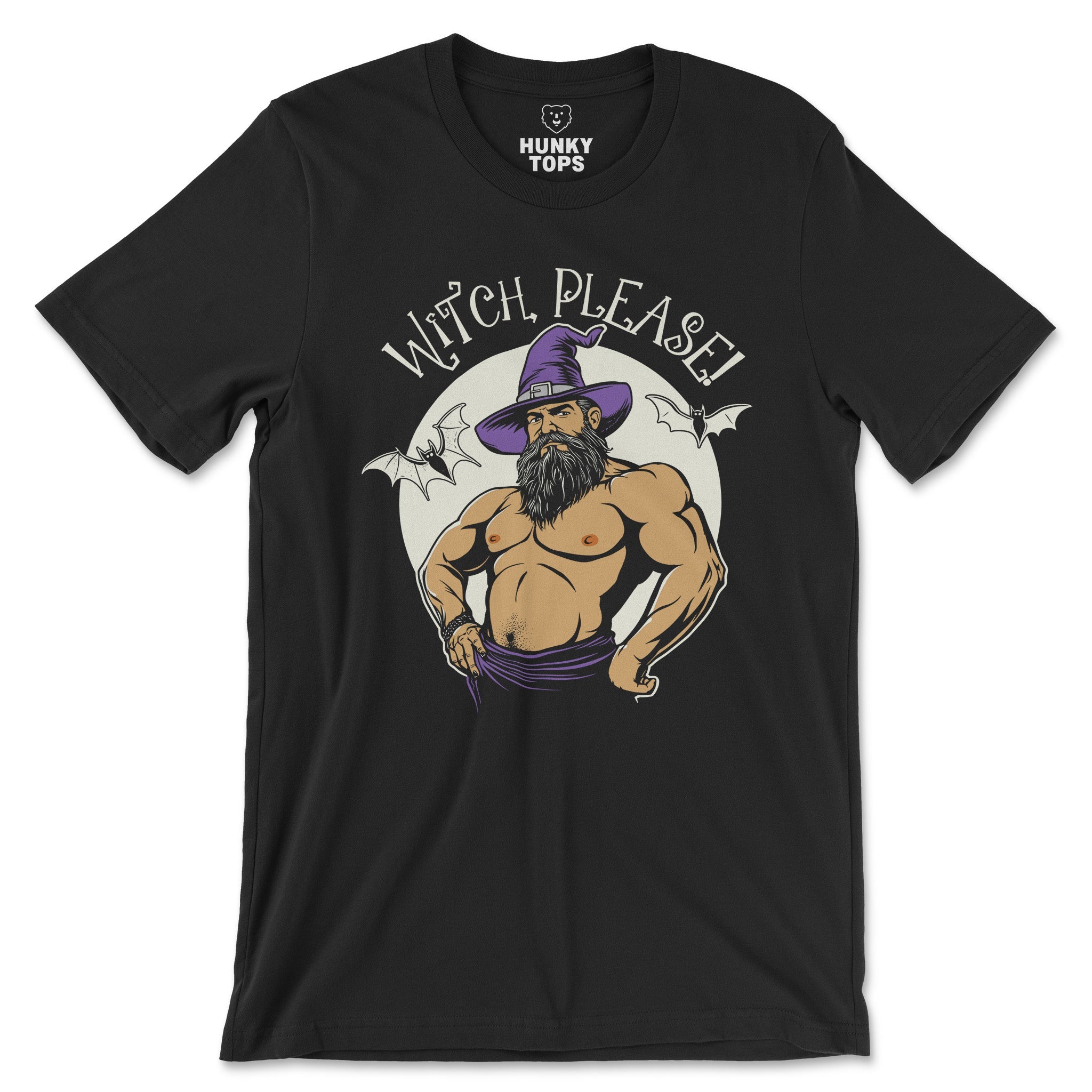 Witch, Please! Gay Halloween T-Shirt - Hunky Tops #color_Black