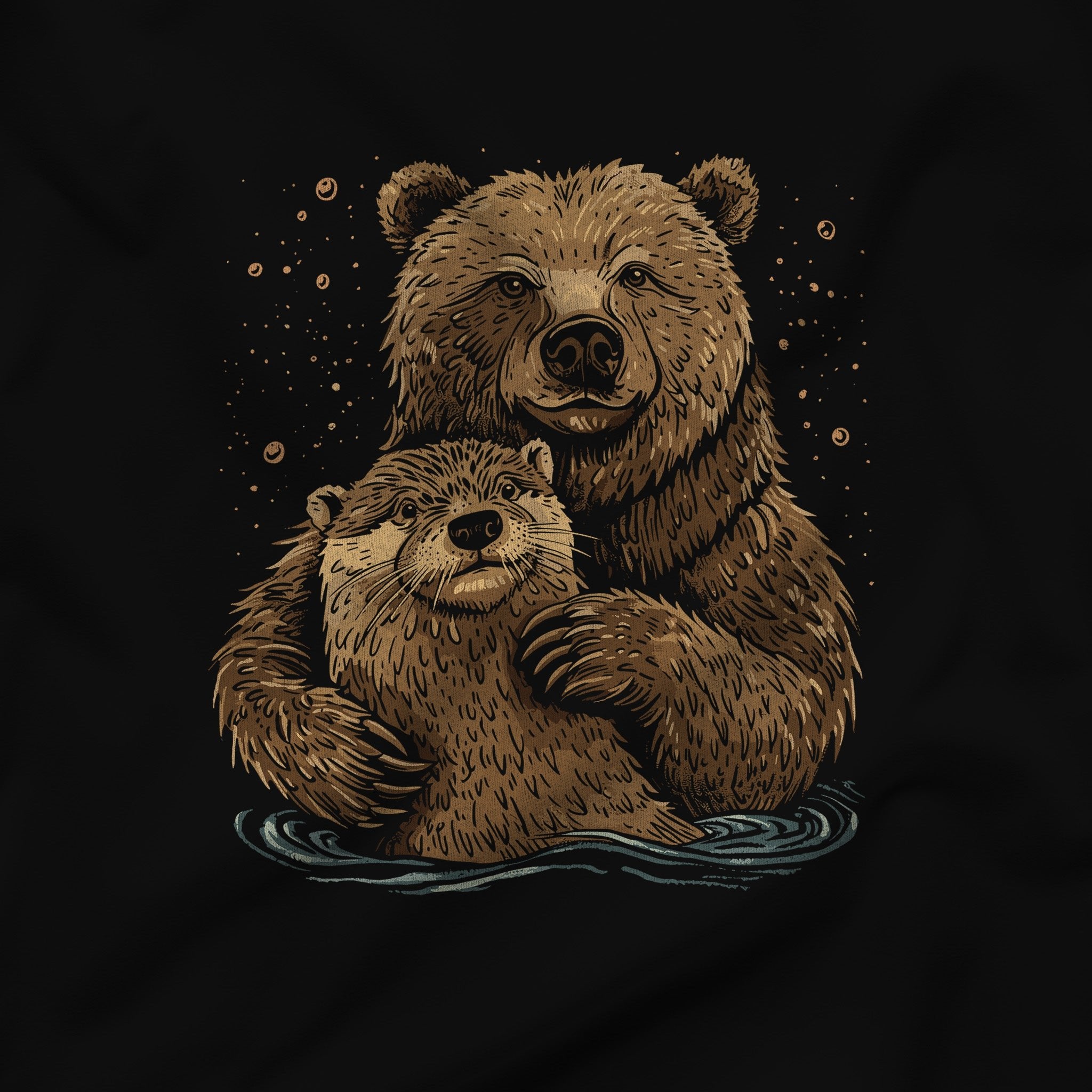 Bear + Otter Tee – Celebrate Companionship - Hunky Tops #color_Black