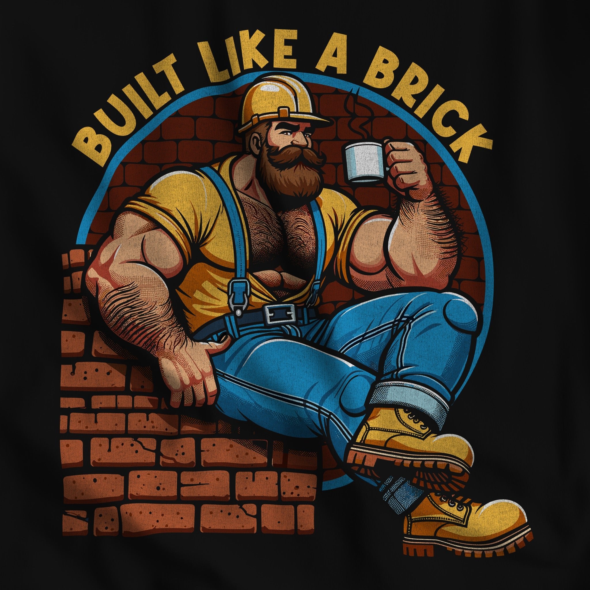 "Built Like A Brick" Bearded Builder Graphic Tee - Hunky Tops