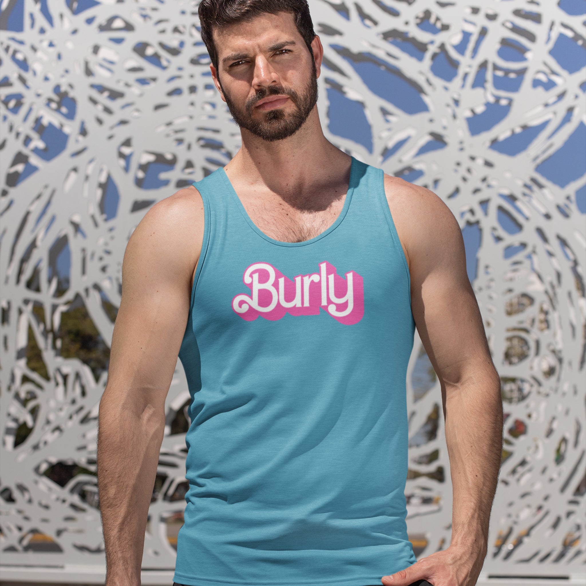 Burly Tank Top - Embrace Your Sturdy Charm - Hunky Tops#color_aqua triblend