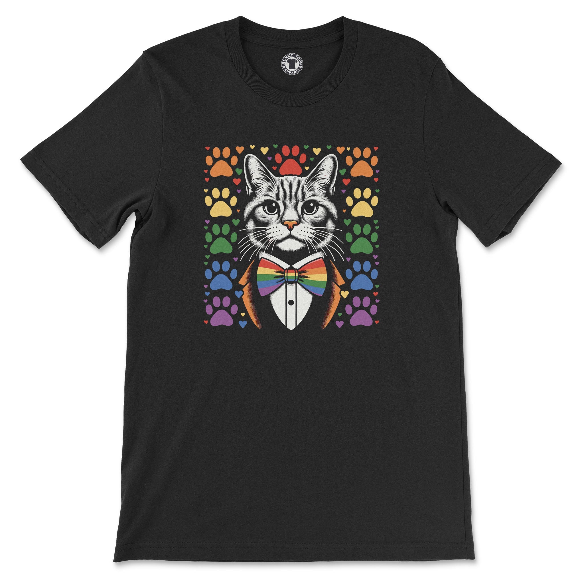 Cat Pride Tee: Feline Fancy Meets Rainbow Elegance - Hunky Tops