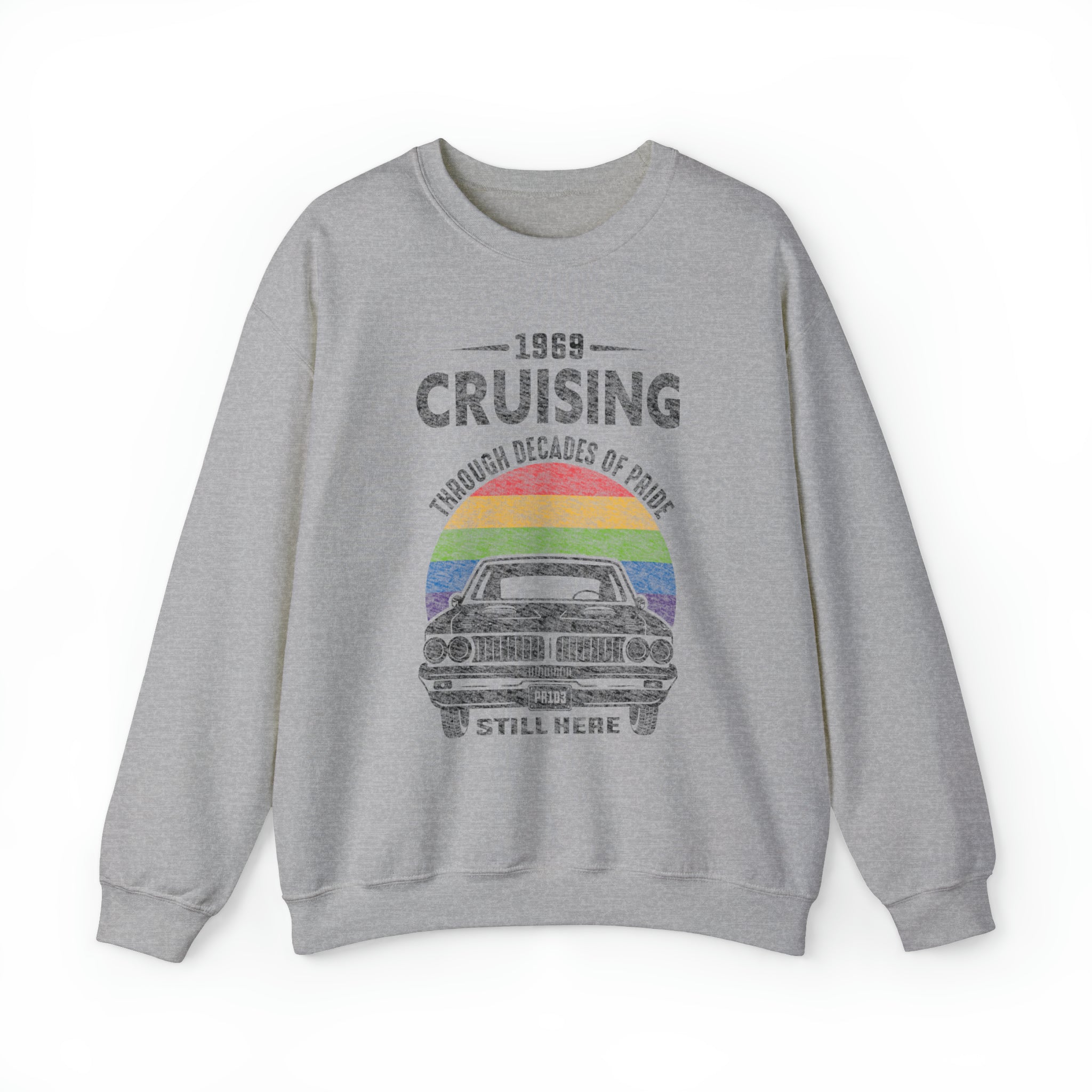 "Cruising Through Decades of Pride" Sweatshirt - Hunky Tops