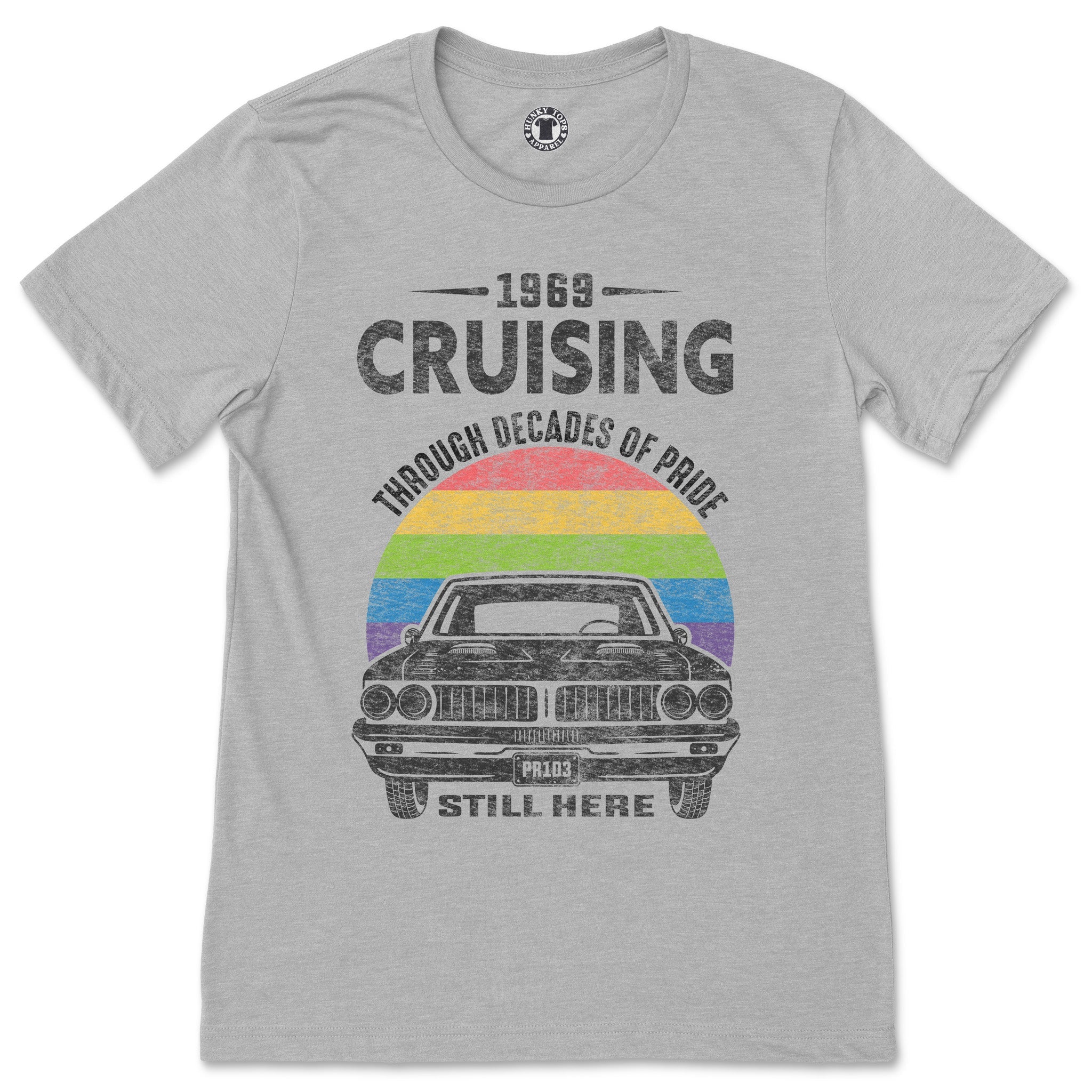 "Cruising Through Decades of Pride" Vintage Muscle Car T-Shirt - Hunky Tops