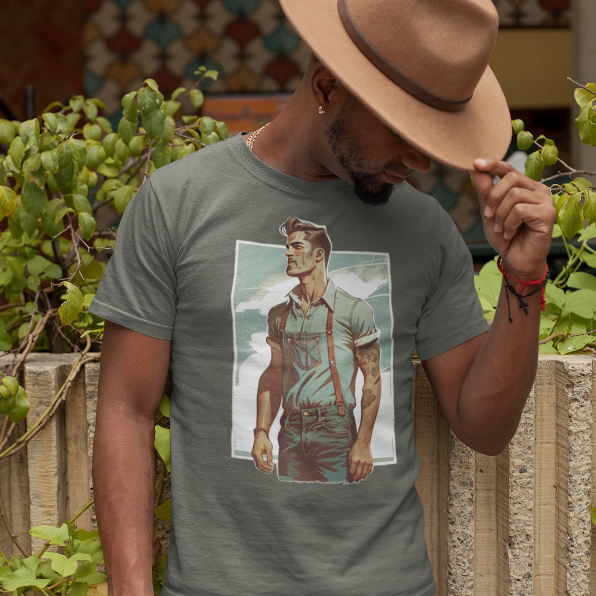 Gay Farmer Pride T-Shirt - Stylish LGBTQ Gift for Farmer - Hunky Tops#color_army