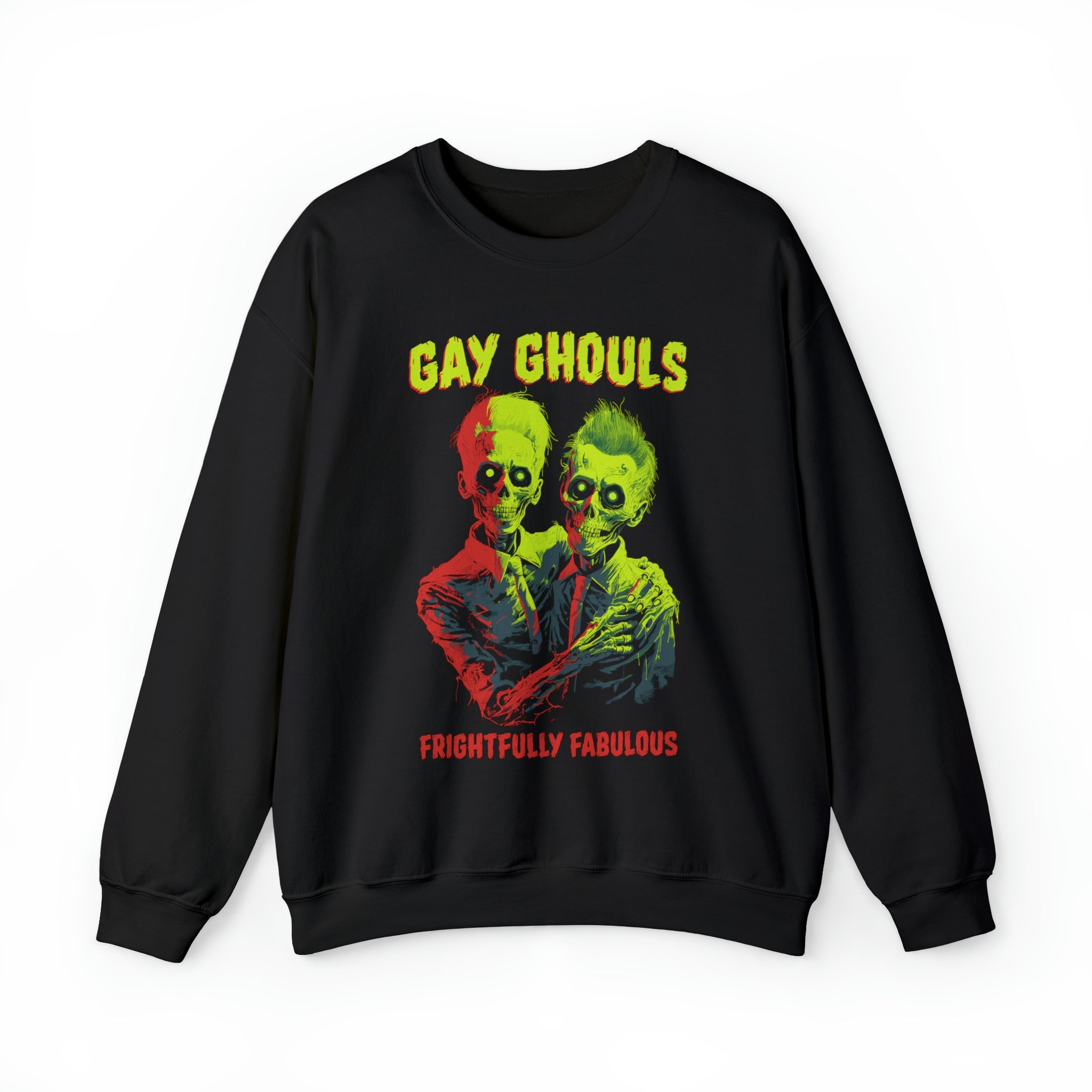 "Gay Ghouls, Frightfully Fabulous" - Gay Halloween Sweatshirt - Hunky Tops