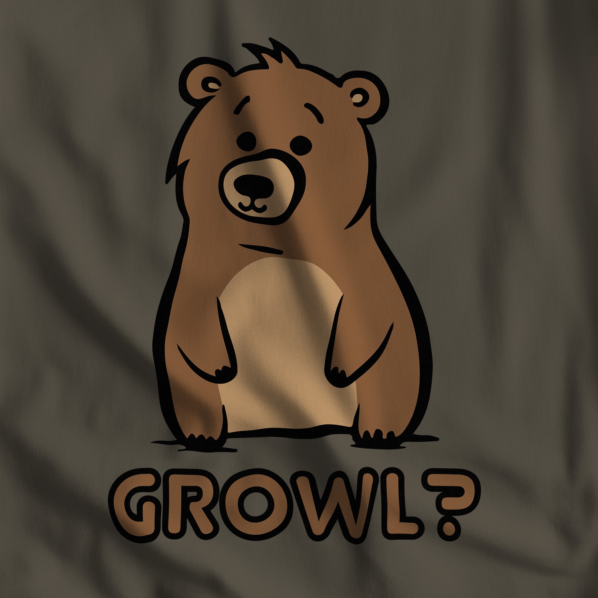 Growl Bear T-Shirt - Cute and Expressive - Hunky Tops#color_army