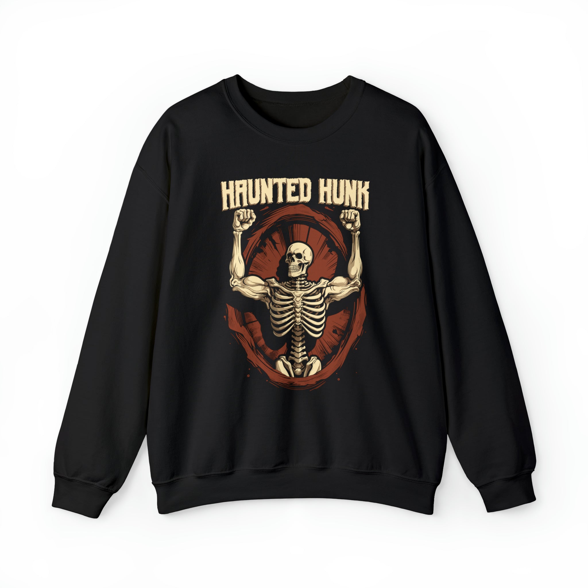 "Haunted Hunk" - Gay Halloween Skeleton Flexing Sweatshirt - Hunky Tops