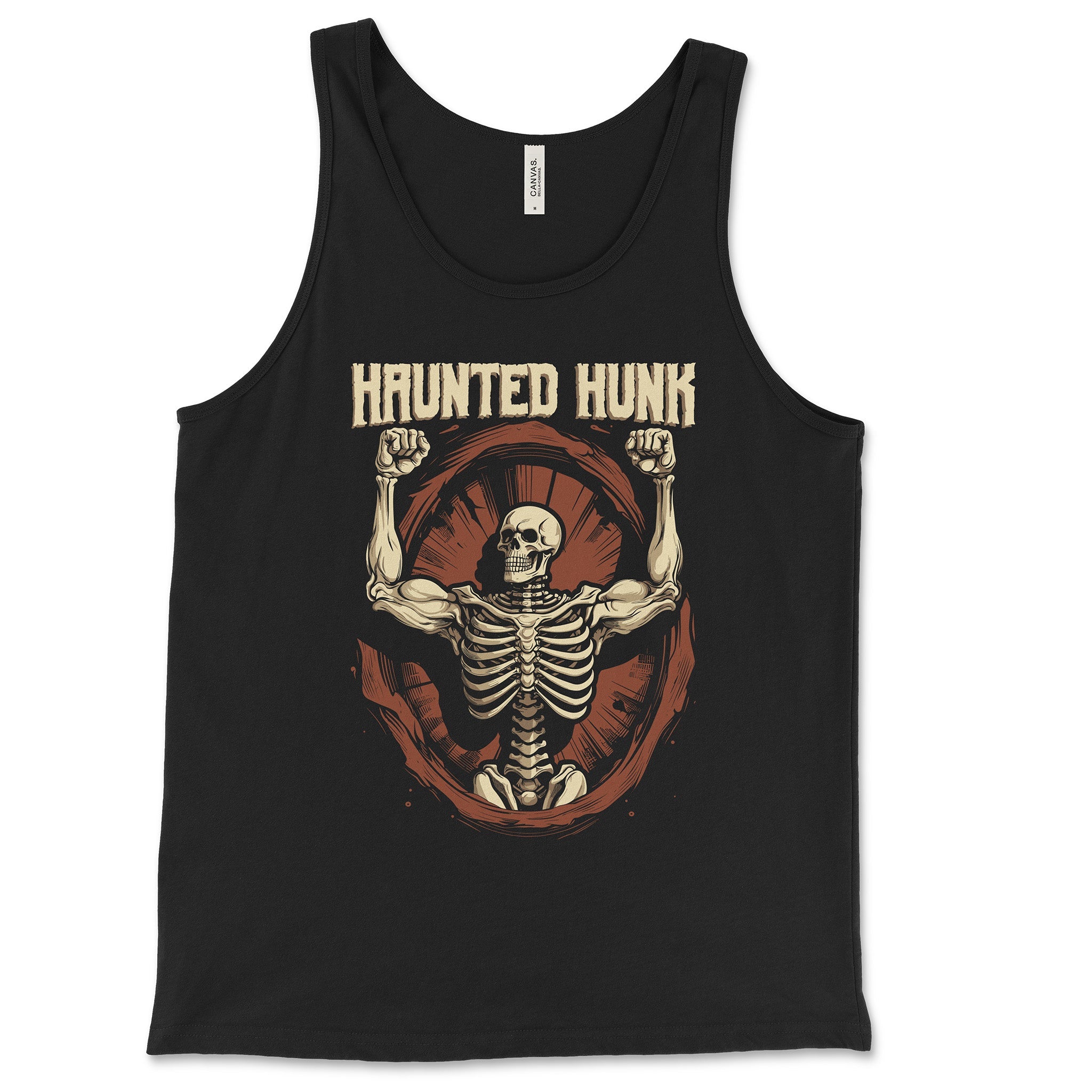 "Haunted Hunk" - Gay Halloween Skeleton Flexing Tank Top - Hunky Tops