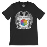 "I Roll Rainbows" T-Shirt - Proud Queer Adventurer Tabletop RPG Statement - Hunky Tops #color_Black