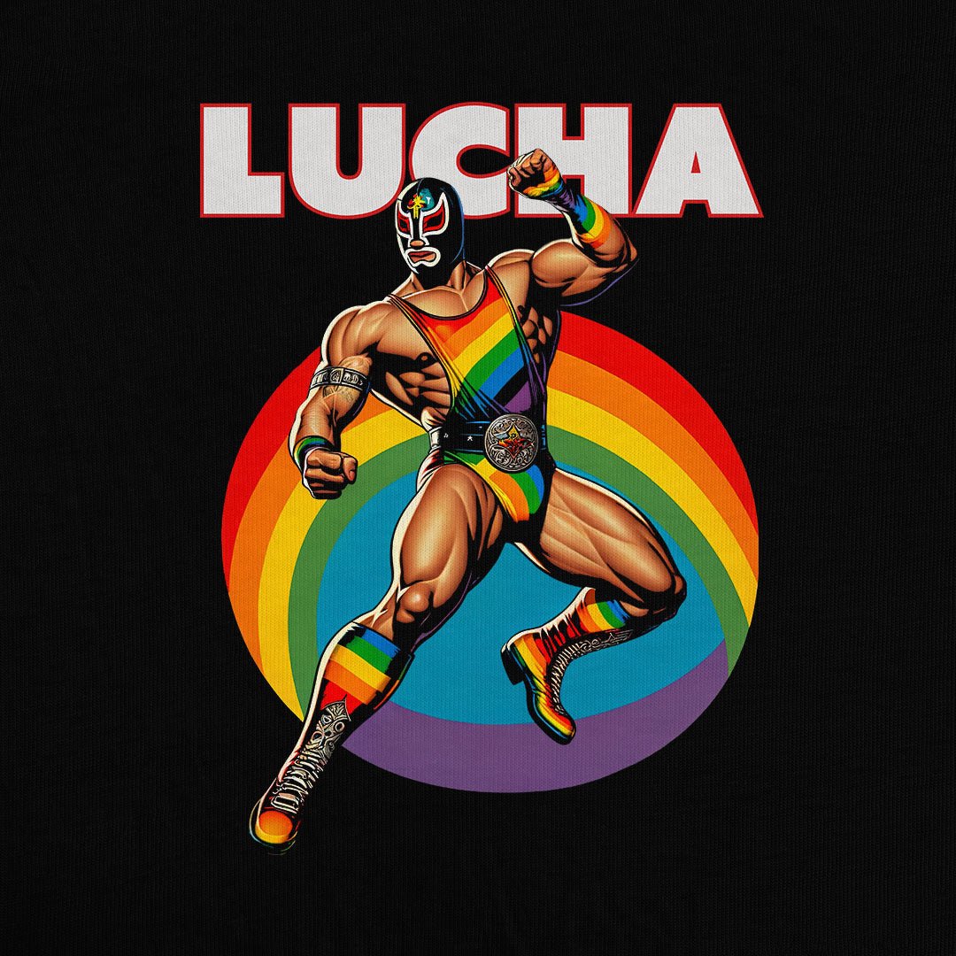 Lucha Libre Pride T-Shirt - Vibrant Wrestler Spirit - Hunky Tops