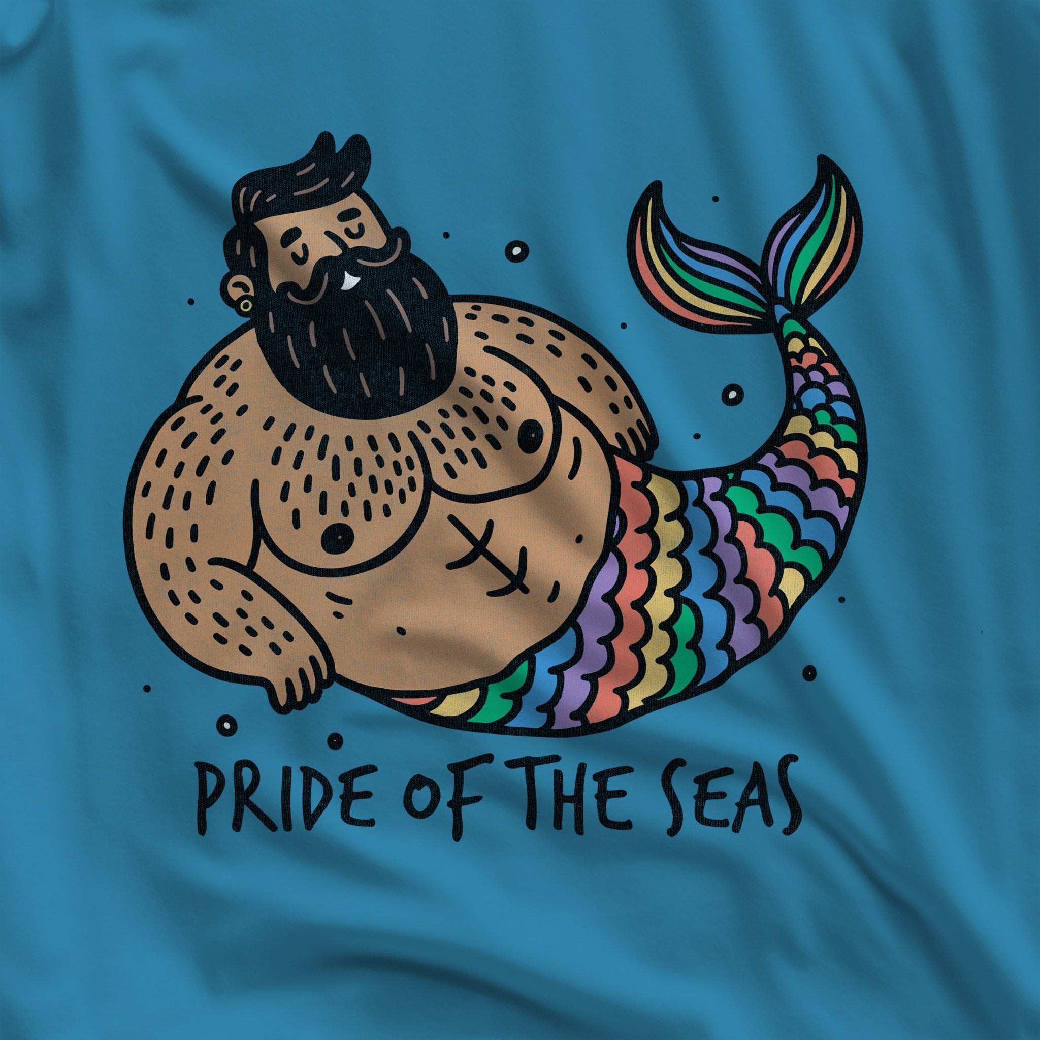 Pride of the Seas: Bearded Merman Tee - Hunky Tops#color_aqua