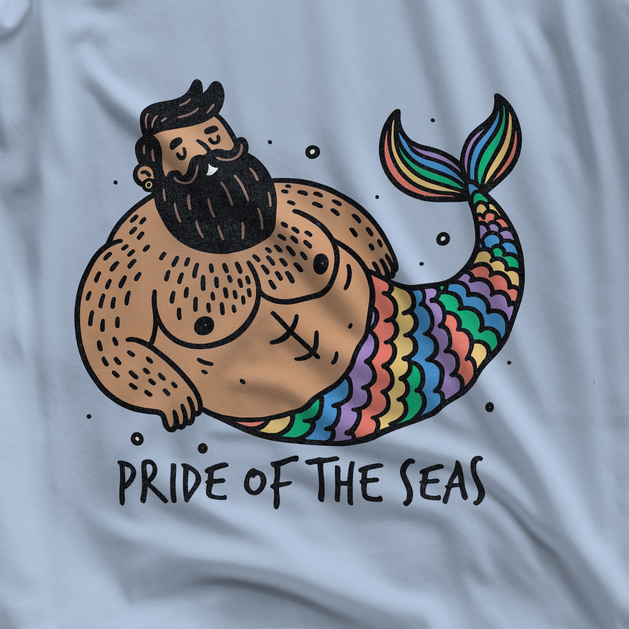 Pride of the Seas: Bearded Merman Tee - Hunky Tops#color_baby blue