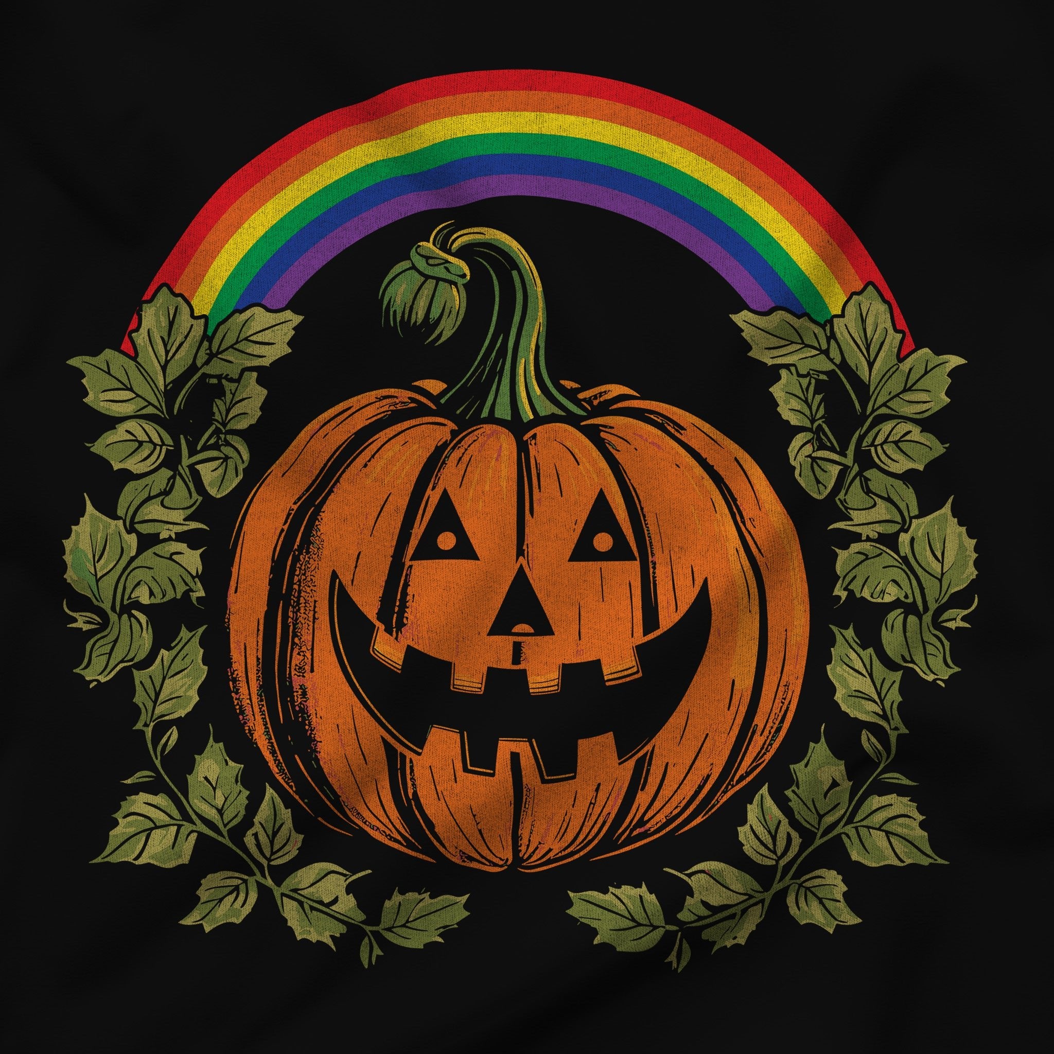 "Pride Pumpkin" Rainbow Jack-O-Lantern T-Shirt - Hunky Tops