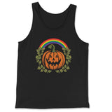 "Pride Pumpkin" Rainbow Jack-O-Lantern Tank Top - Hunky Tops #color_Black