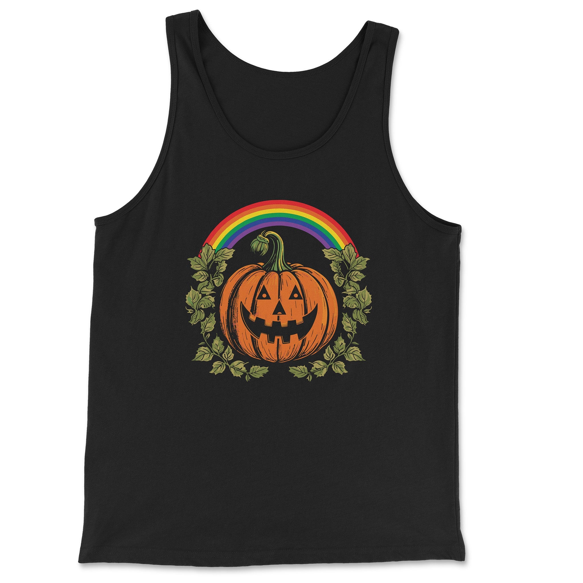 "Pride Pumpkin" Rainbow Jack-O-Lantern Tank Top - Hunky Tops