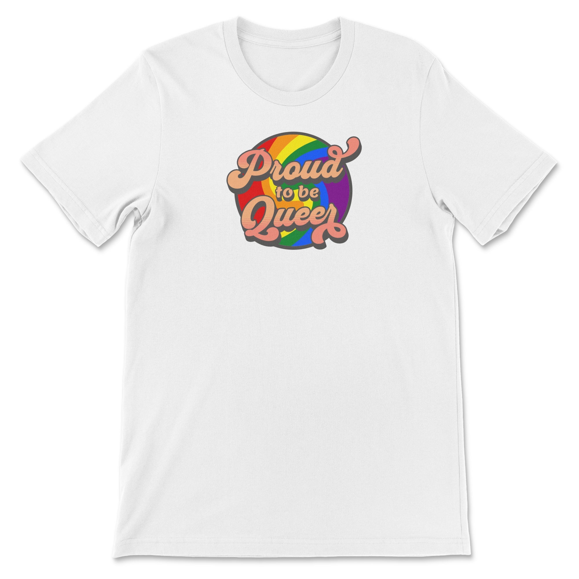 Retro "Proud to be Queer" T-Shirt - Vintage Pride Statement - Hunky Tops#color_white
