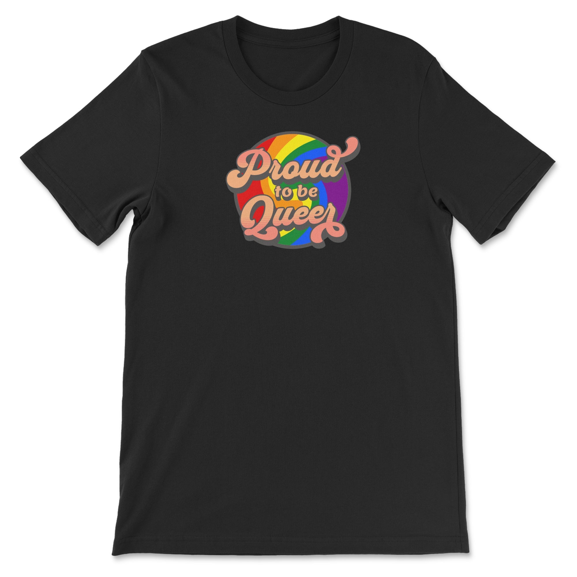 Retro "Proud to be Queer" T-Shirt - Vintage Pride Statement - Hunky Tops#color_black