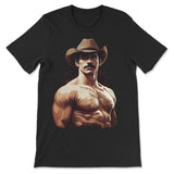 Rugged Cowboy Fantasy Tee - Bold & Unapologetic Graphic T-Shirt - Hunky Tops #color_Black