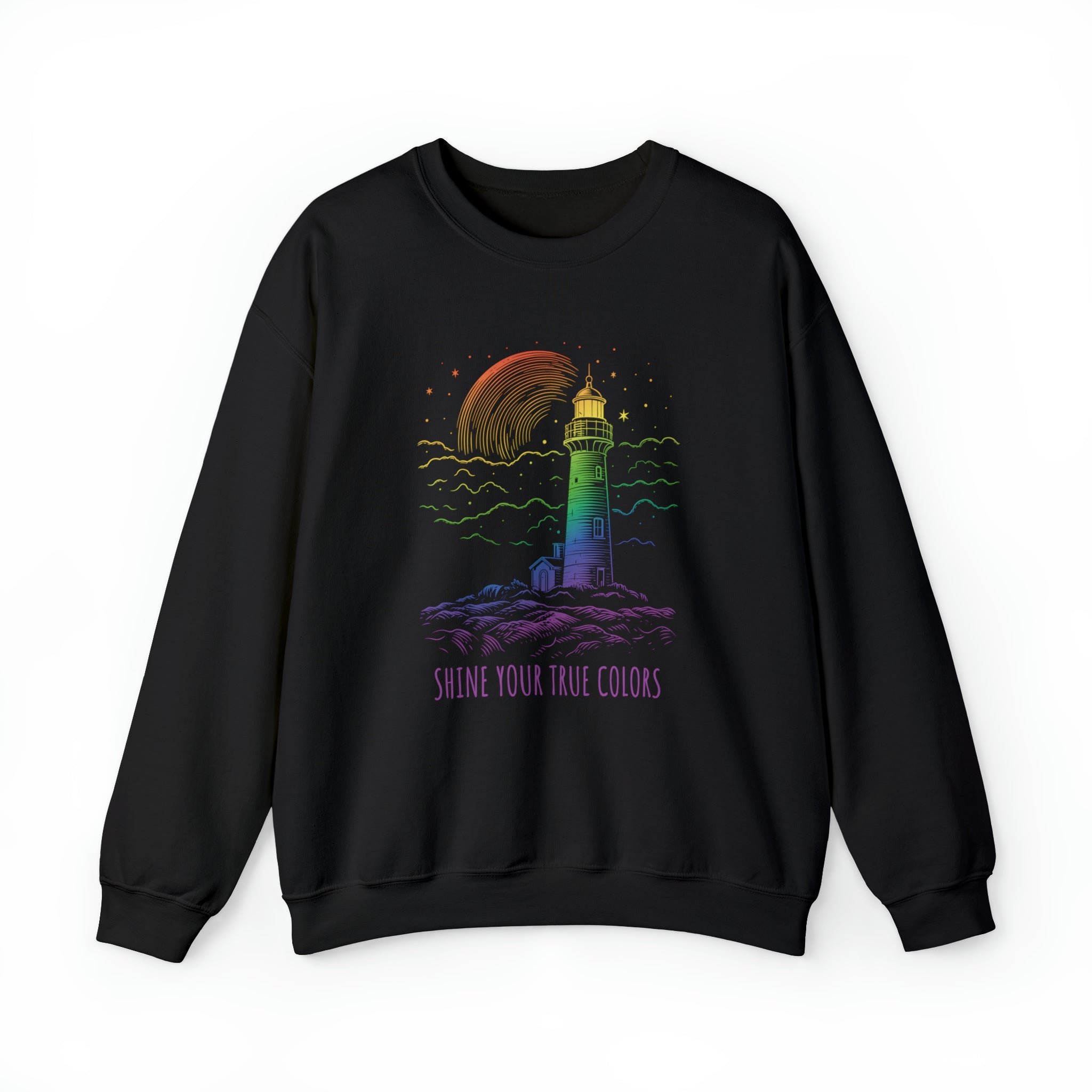 "Shine Your True Colors" Lighthouse Sweatshirt - Hunky Tops