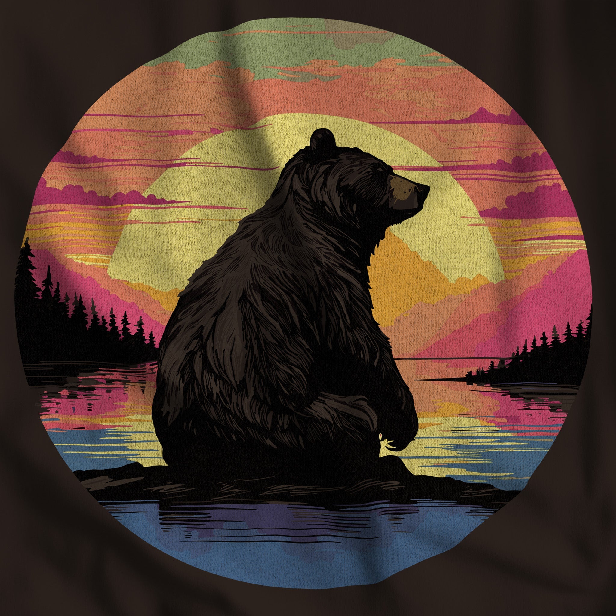 Sunset Bear T-Shirt - Hunky Tops#color_brown