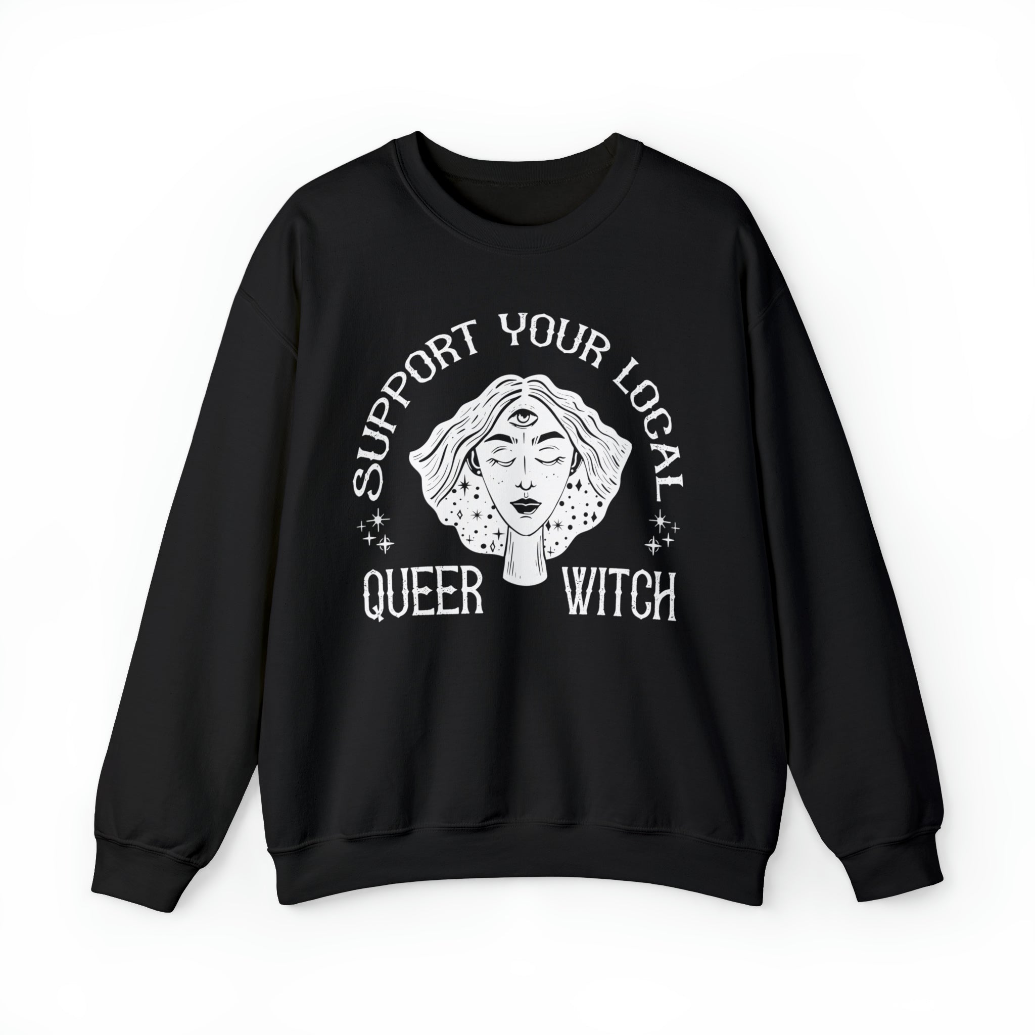"Support Your Local Queer Witch" - Queer Halloween Sweatshirt - Hunky Tops