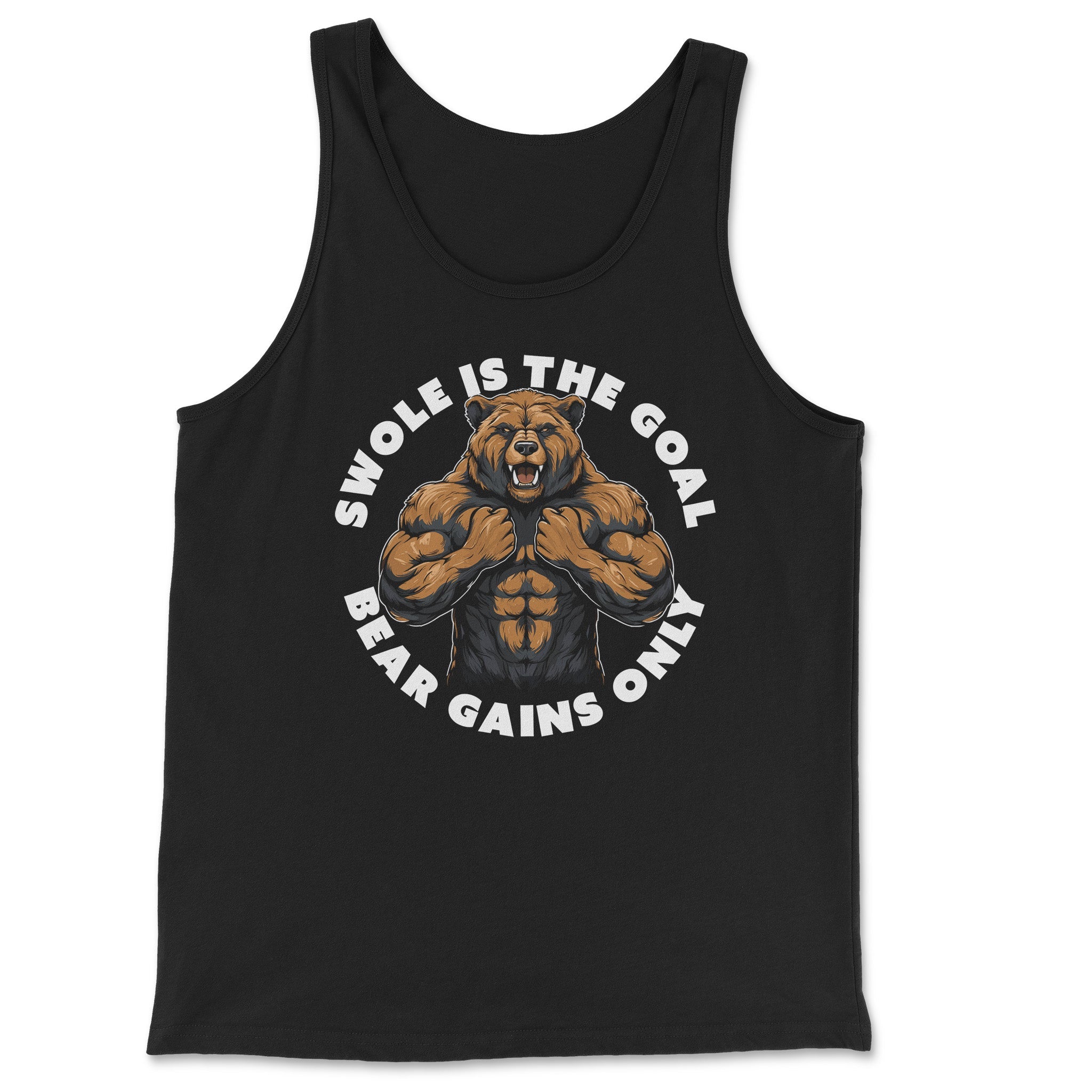 "Swole is the Goal, Bear Gains Only" Gym Tank Top - Hunky Tops