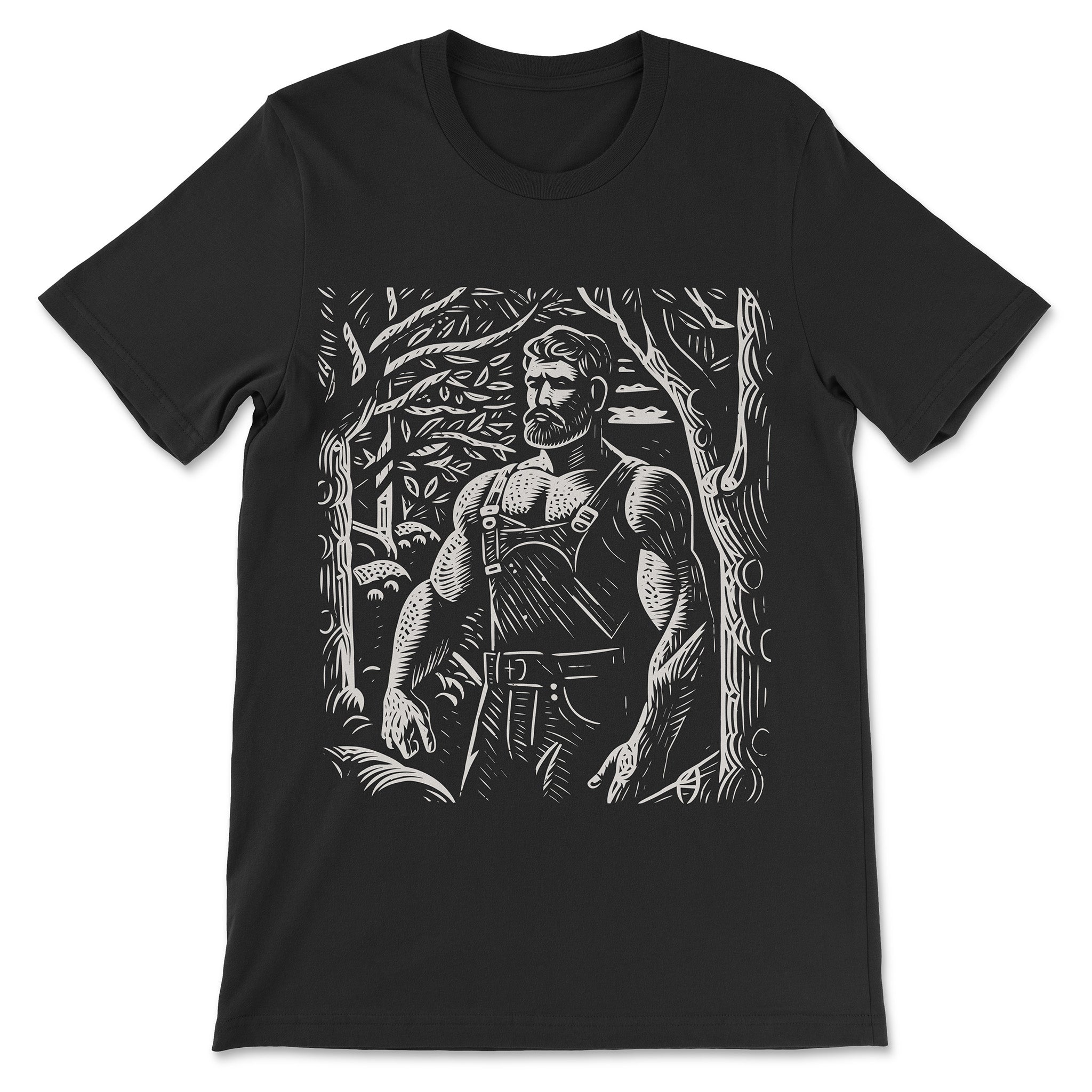 "The Woodsman's Tale" Woodcut Style T-Shirt - Hunky Tops