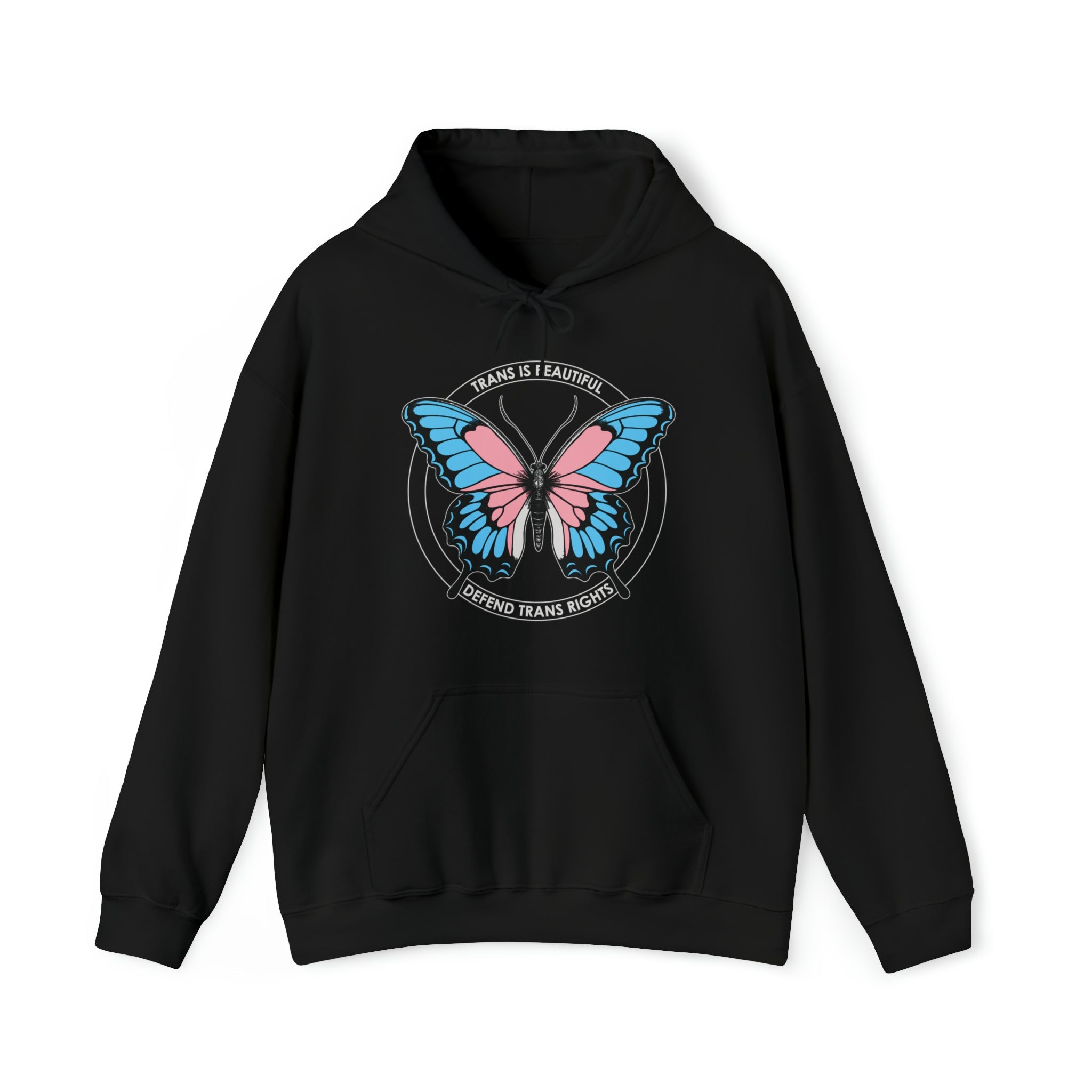 "Trans is Beautiful, Defend Trans Rights" Hoodie - Hunky Tops