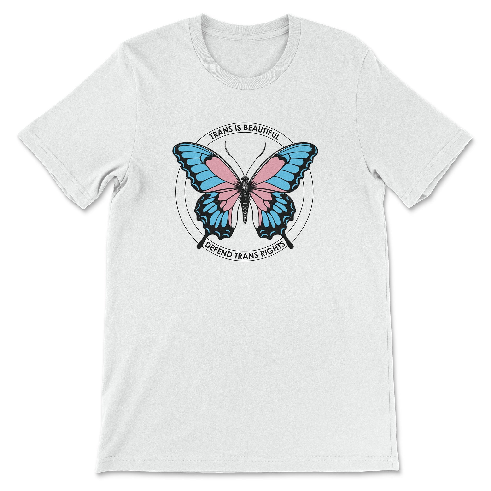 "Trans is Beautiful" Pro-Trans Rights Butterfly T-Shirt - Hunky Tops#color_white